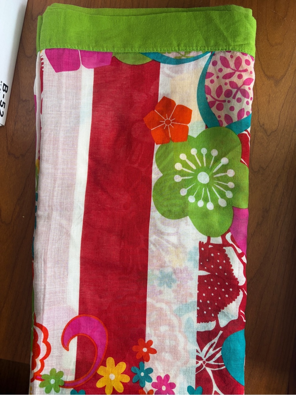 Kenzo Vibrant Orange Floral Cotton Scarf  Wrap with Teal Accents NEW!